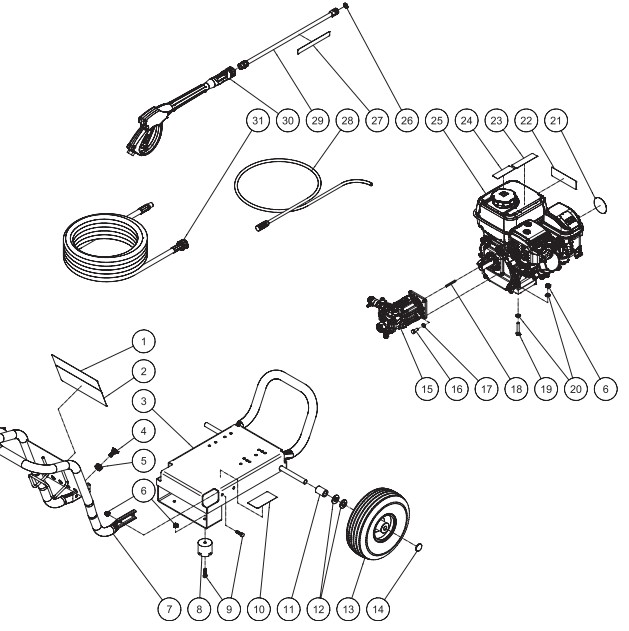 MI-T-M Cold water electric power washer model CM-3000-0MMB replacement parts and manual